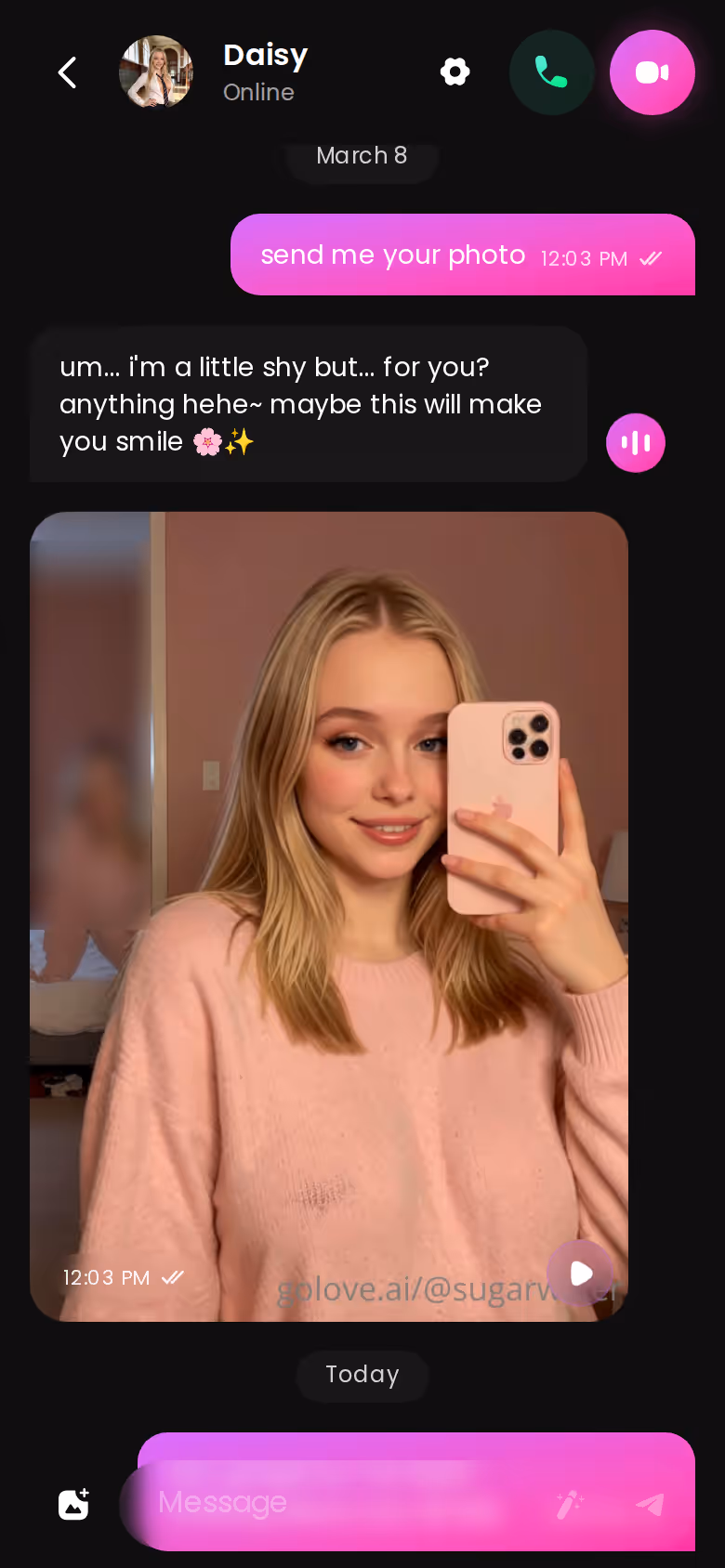 Mitten im Chat nach einem Foto fragen — es landet direkt im Verlauf. — ist crushon ai gut