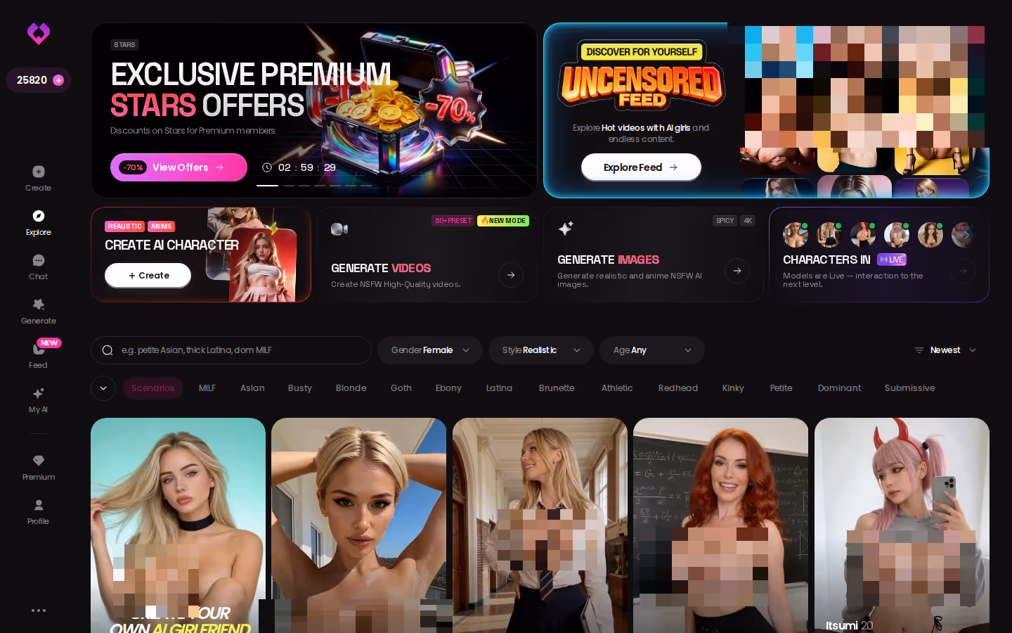 Explore-Tab bei GoLove — antippen, Chat beginnt